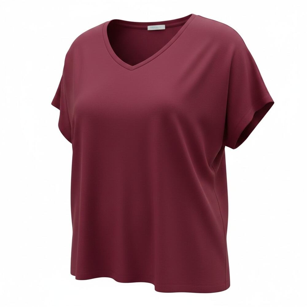 LuLaRoe Lisa Womens Red V-Neck T-shirt Short Sleeve Soft Lightweight Size XS